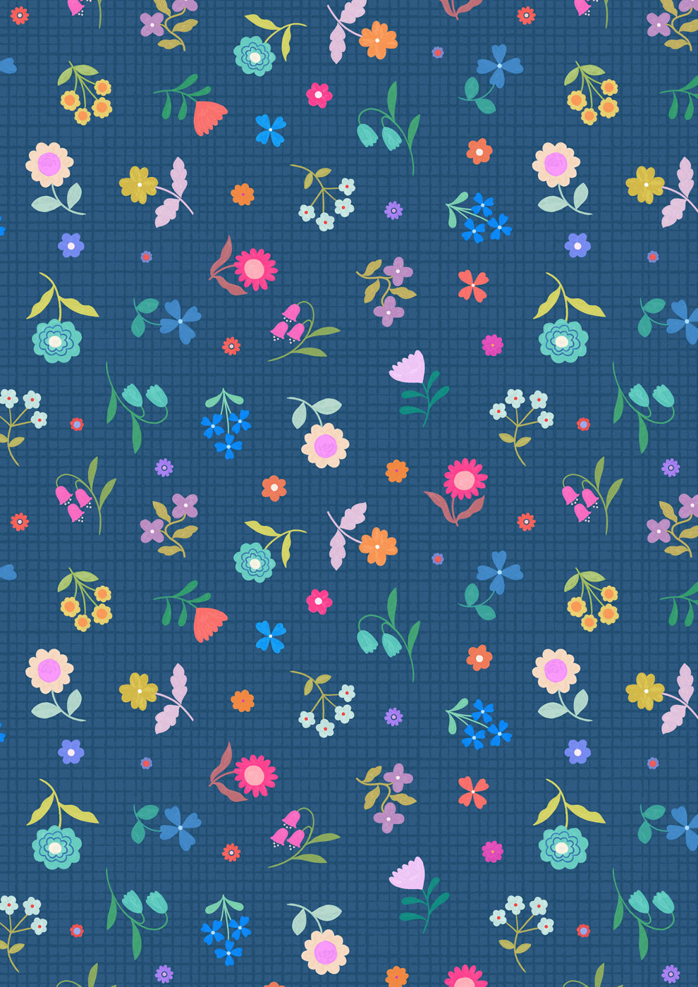Patchwork Joy - Blue Flower Grid