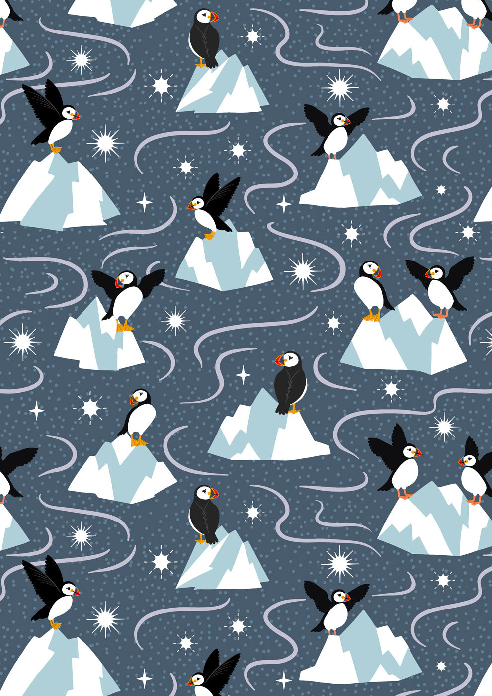 Where The Sky Dances - Puffins On Dark Blue (With Pearl)