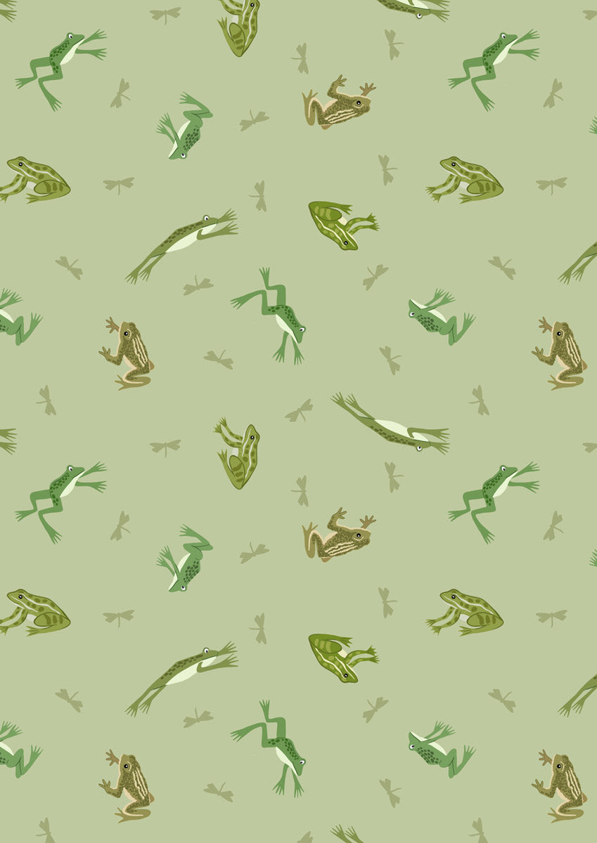 Small Things Rivers and Creeks - Frogs and Toads on Light Green