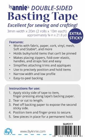 By Annie's Double Sided Basting Tape 1/8in x 21-4/5yds