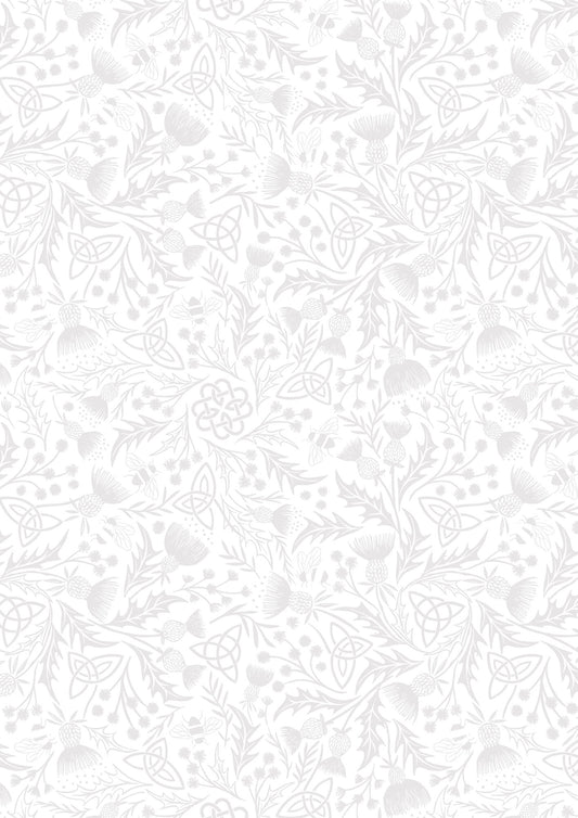 Tiny Tonals - White on White Celtic Knot and Thistle