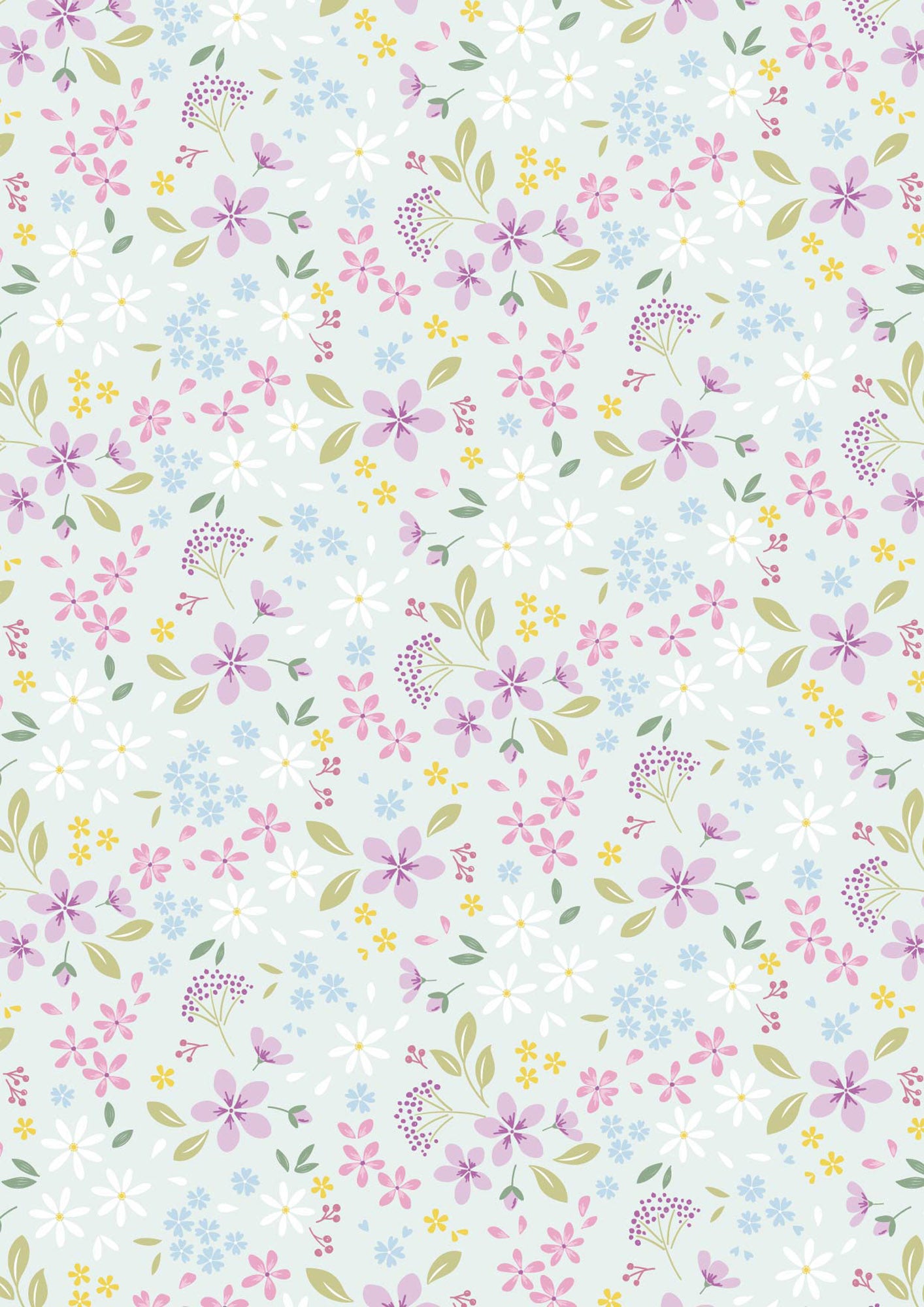 The Pressed Flowers Collection - Floral Ode Light Teal Cassandra Connolly with Lewis and Irene Fabrics