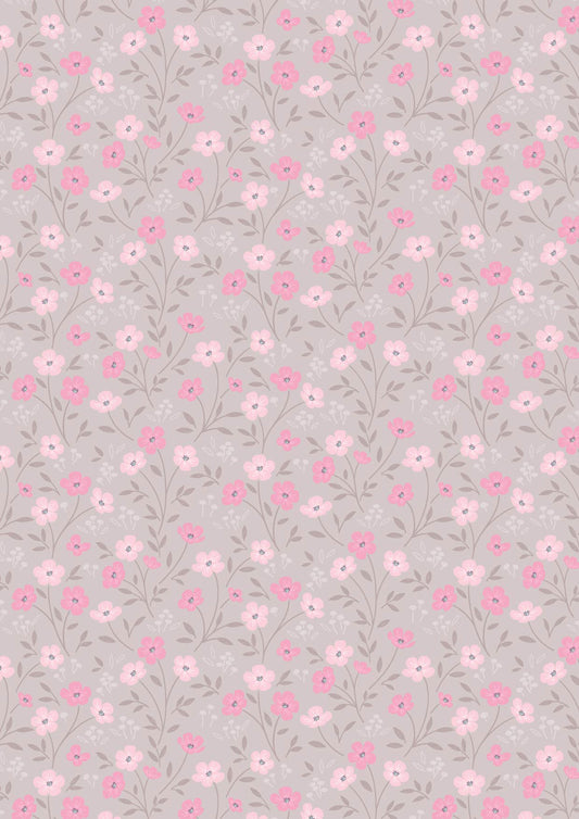 The Pressed Flowers Collection - Timeless Blossom Deep Taupe by Cassandra Connolly for Lewis and Irene fabrics