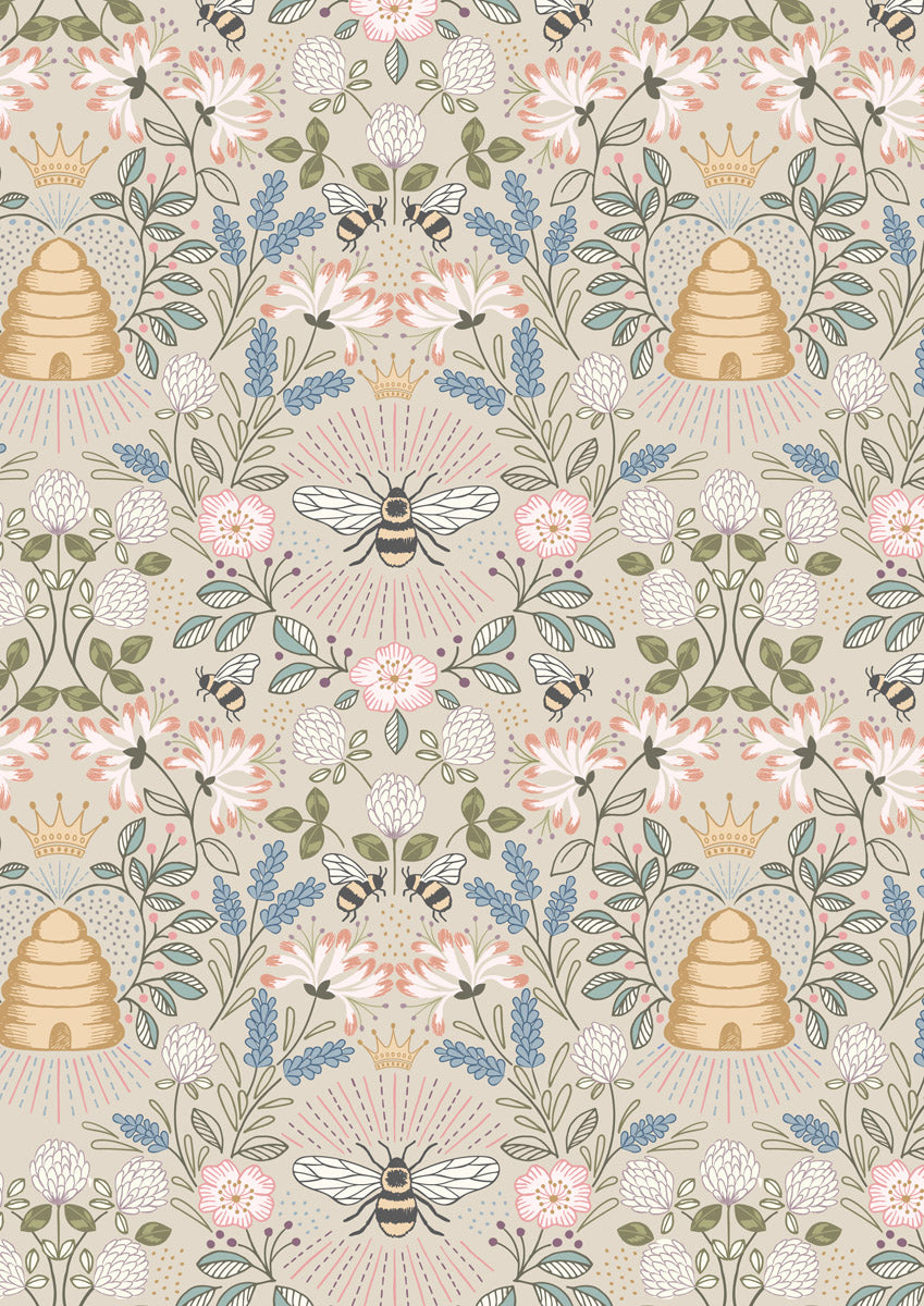 Wide Width 108" - Beehive on Dark Cream
