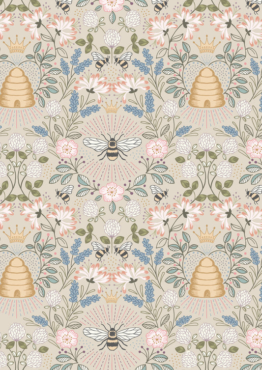 Wide Width 108" - Beehive on Dark Cream