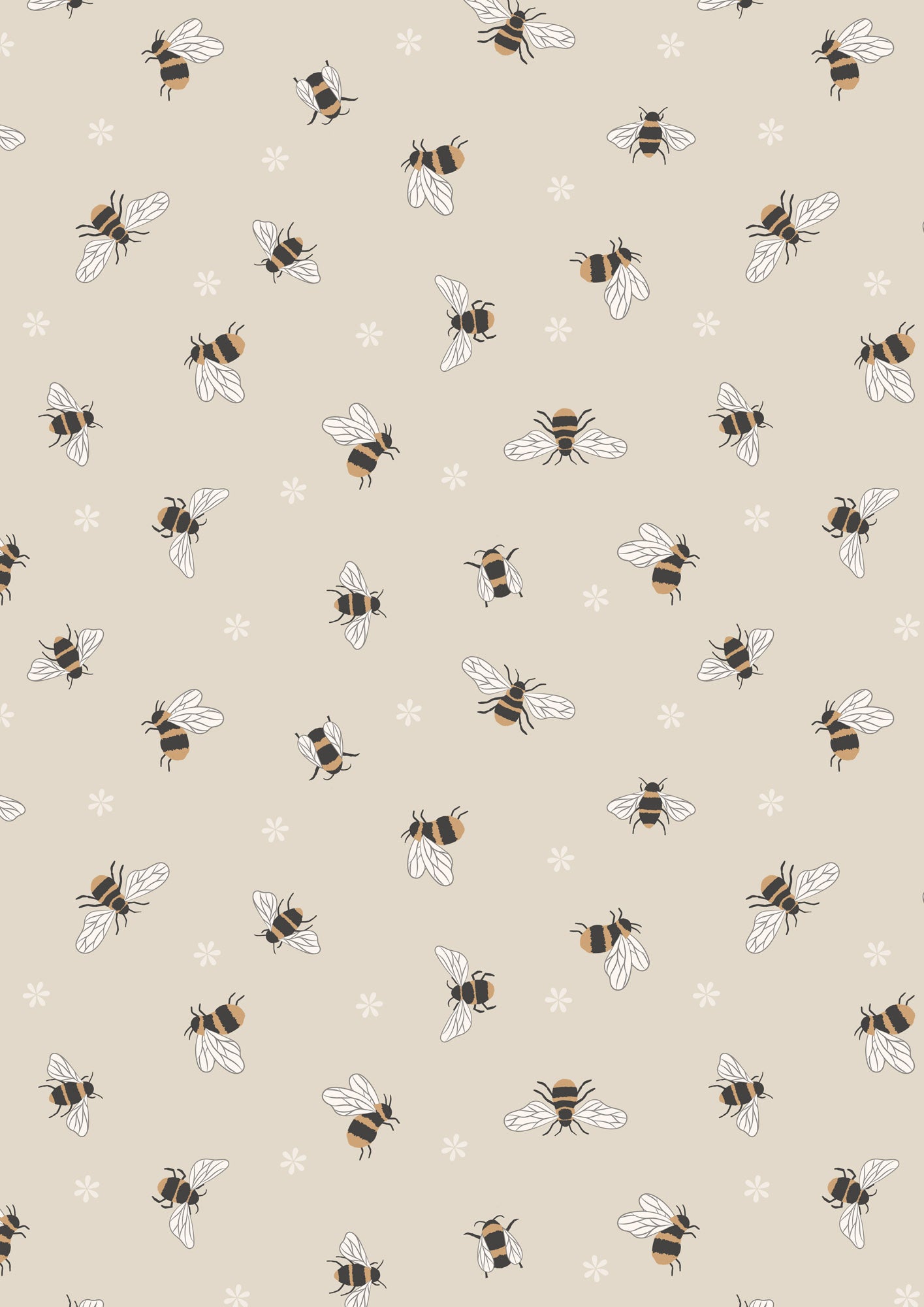 Wide Width 108" - Dark Cream Bees