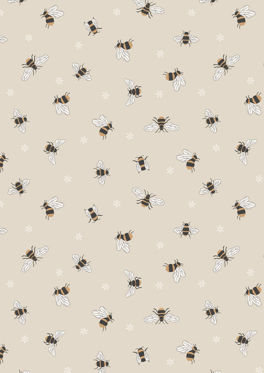Wide Width 108" - Dark Cream Bees