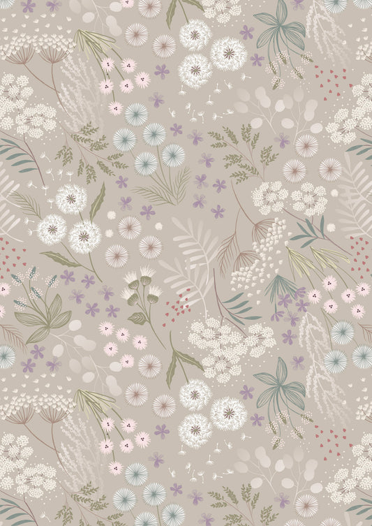 Wide Width 108" - Natural Meadow Flowers