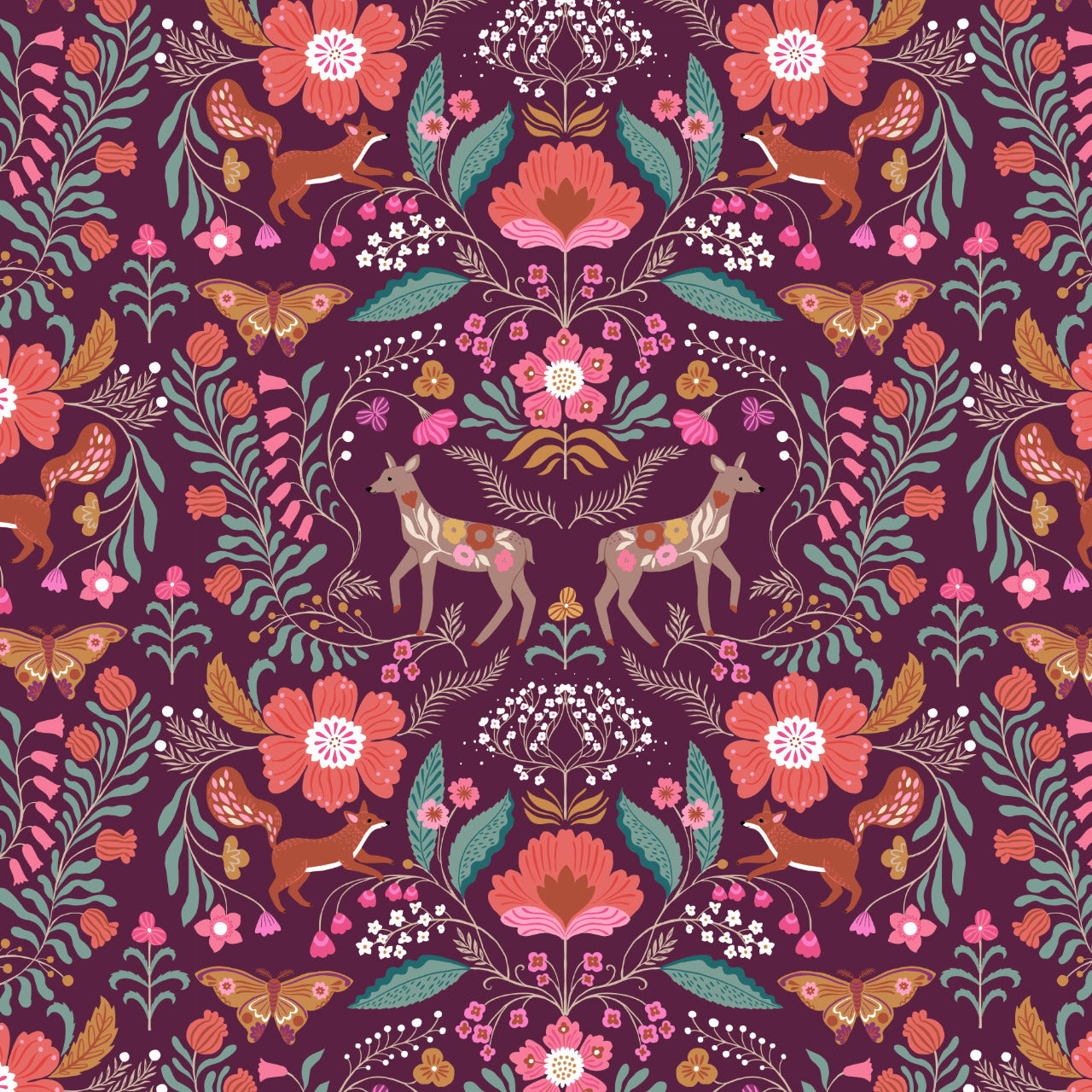 Wild Folk - Deer Damask
