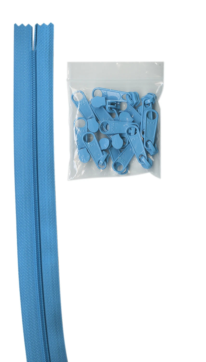 4 yards of 16mm #4.5 Zipper Chain and 16 Ex-Large Parrot Blue