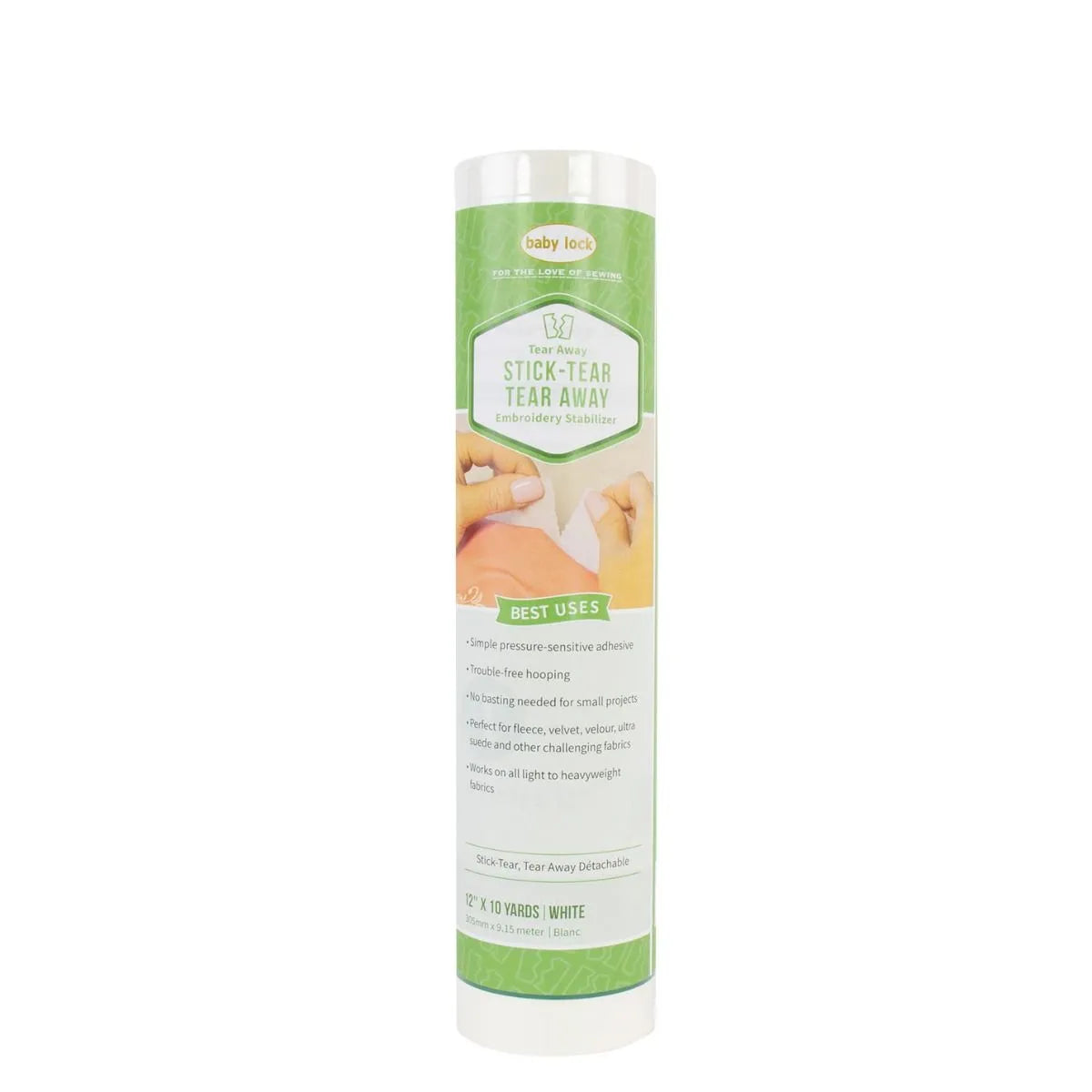 Stick and Tear Away Stabilizer White 12 in x 10 yd Roll