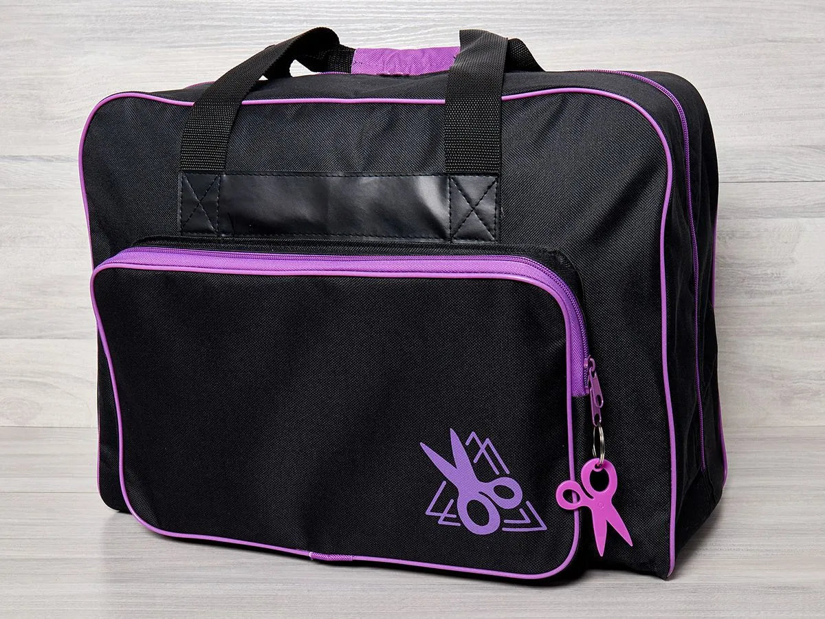 Black Sewing Machine Bag with purple accent