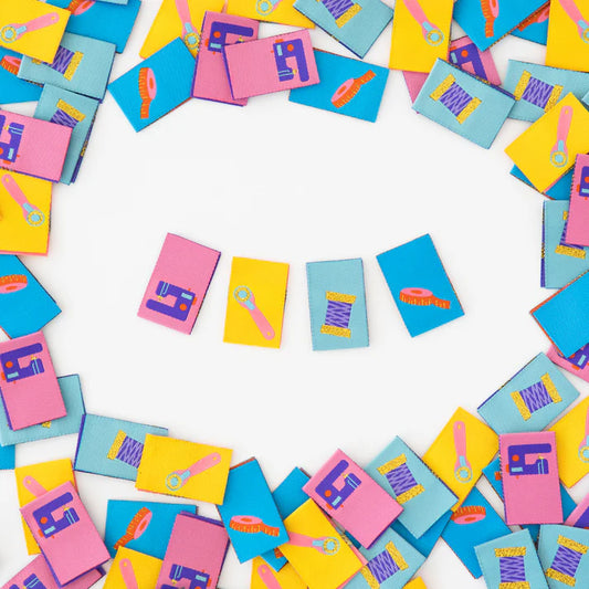 Sewing Notions Tied with a Ribbon Woven Label Multipack