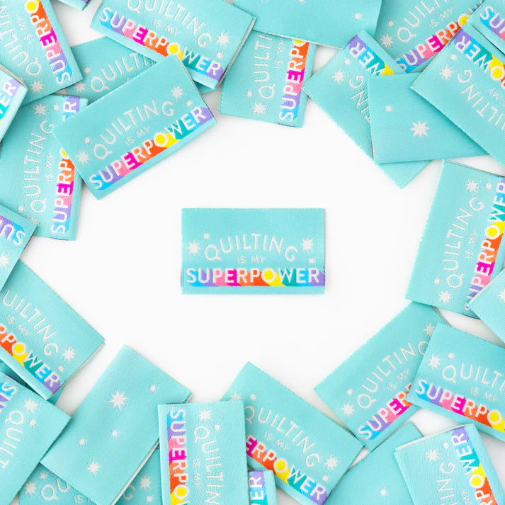 Quilting is My Superpower Tied with a Ribbon Woven Labels