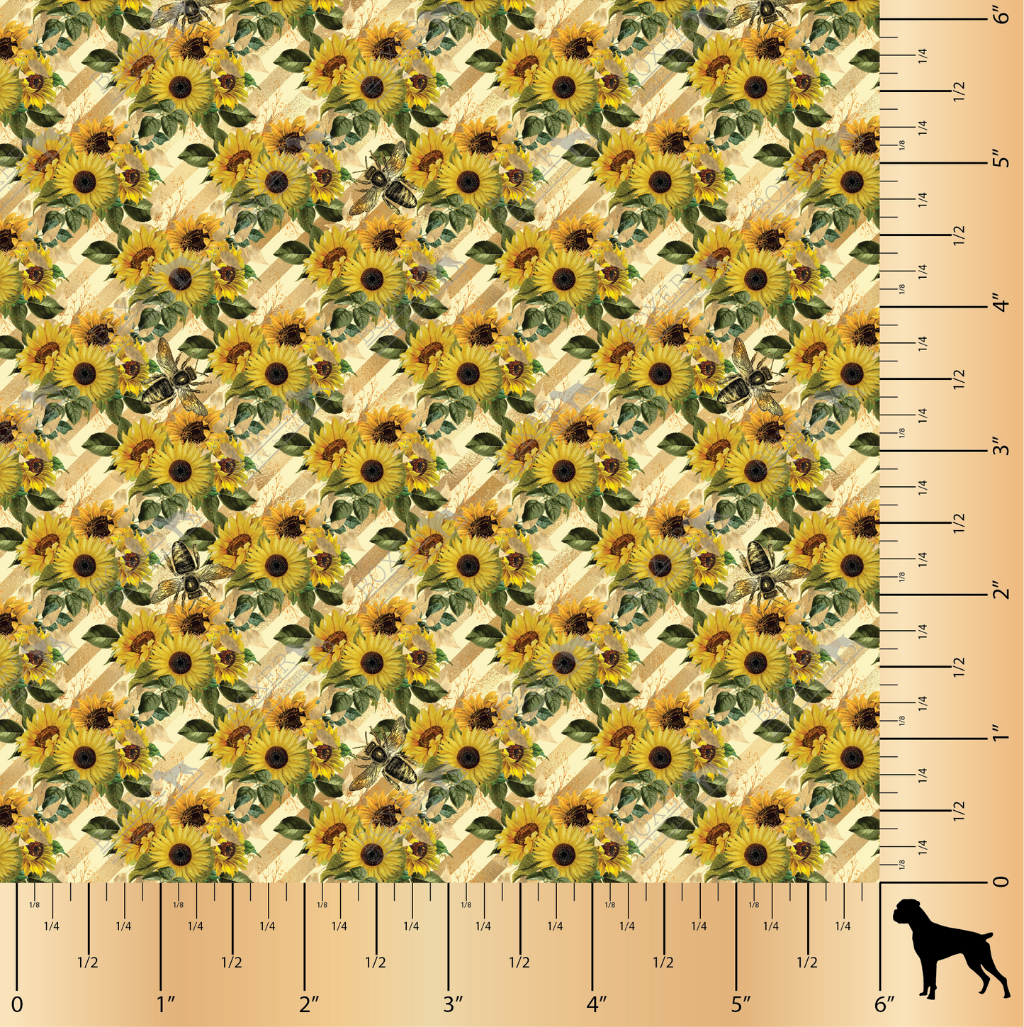 Sunflower Bees Cream Stripes