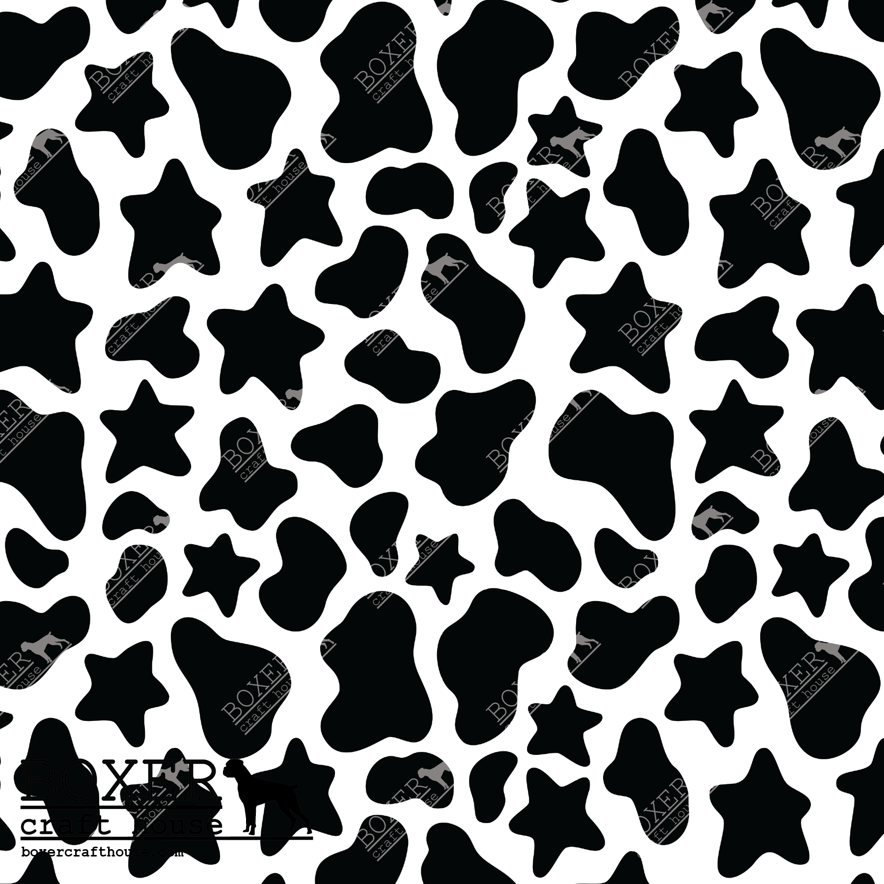 Black Cow Print Stars - Cow Print - Sticker
