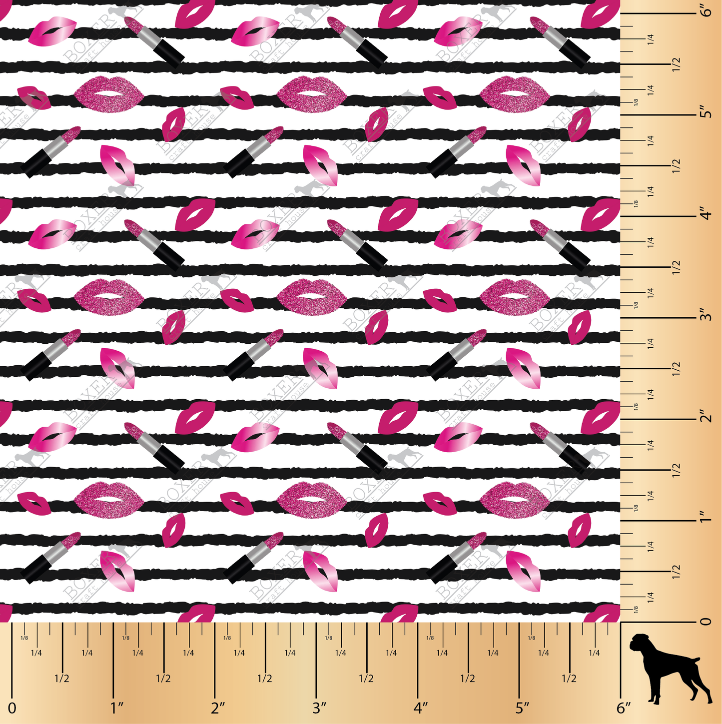 Printed Faux Leather, Printed in the USA, Embroidery Vinyl, Embroidery, Sewing, Sewing Vinyl, Faux Leather for sewing, Faux Leather for embroidery, Quailty faux leather, Craft Supplies, Bag Making Supplies, Boxer Craft House Vinyl, Boxer Craft House Faux Leather, Craft Vinyl, Lipstick Print, Girly Prints, Makeup bag