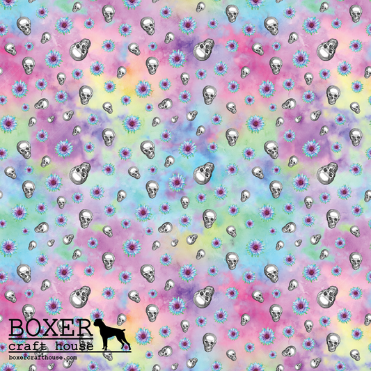 Colorful Skulls Faux Leather, Embroidery Vinyl, Sewing Faux Leather, Rainbow Skulls, Bag Making Supplies, Faux Leather For Embroidery, Quality Faux Leather, Embroidery Supplies, Sewing Supplies, Woman Owned Business, Craft Supply Store, USA,