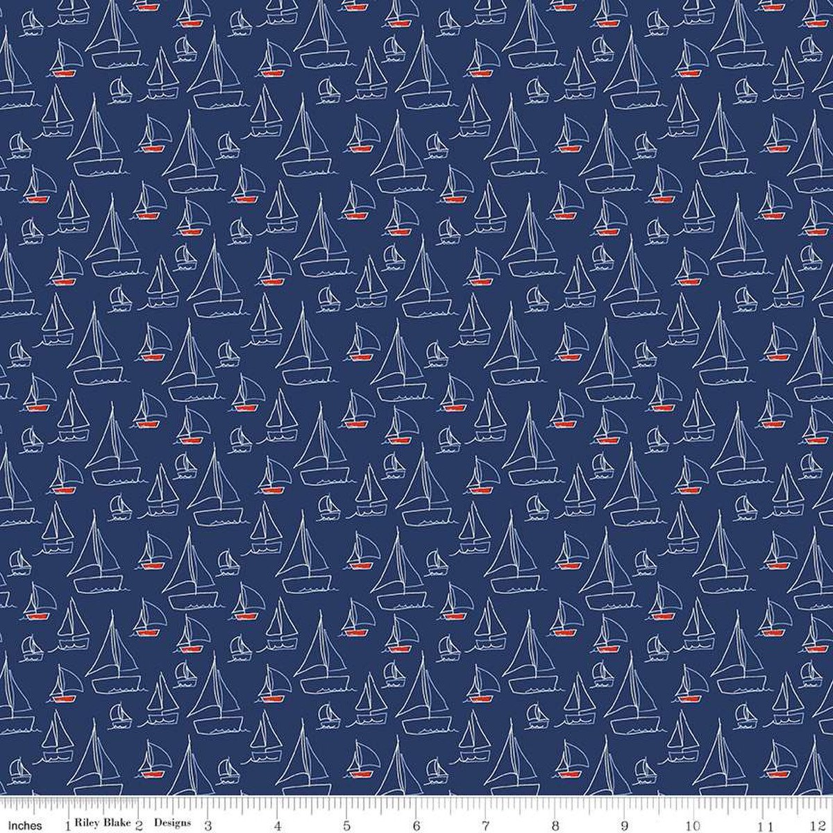 Red White & Bang! Sailboats Navy