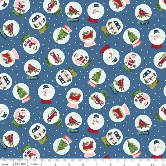 Christmas Village Snow Globes Denim