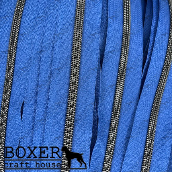 Nylon #5 Zipper - Gunmetal Coil Blue Tape