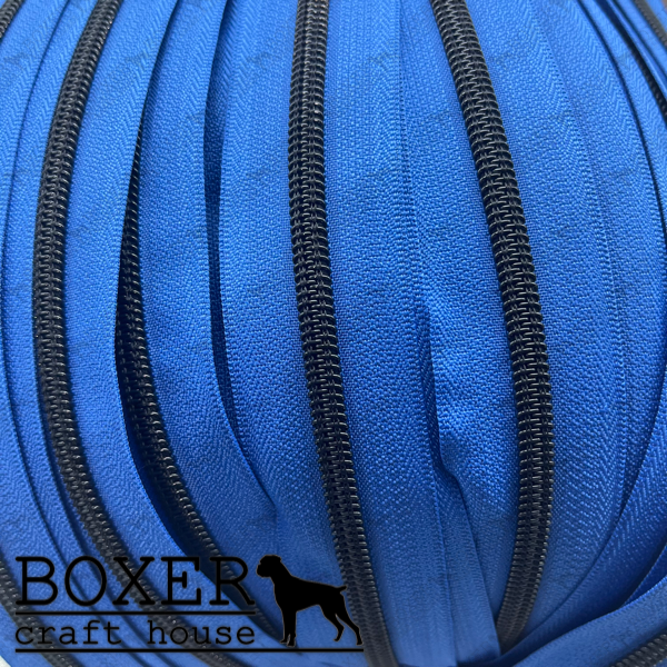 Nylon #5 Zipper - Matte Black Coil Blue Tape