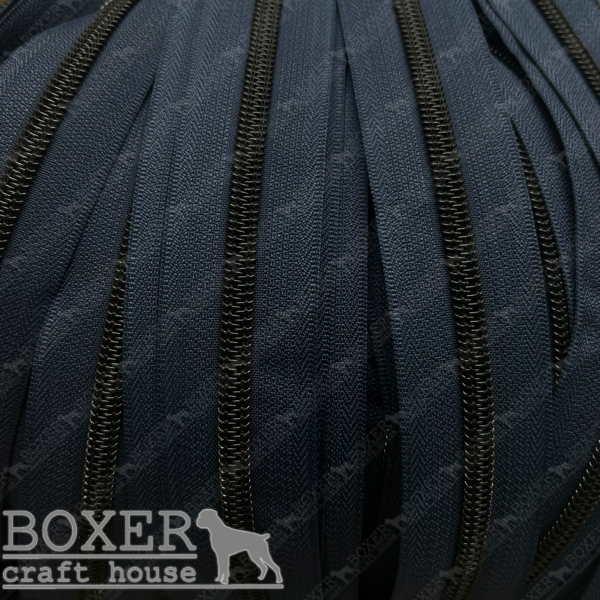 Nylon #5 Zipper - Matte Black Coil Navy Tape