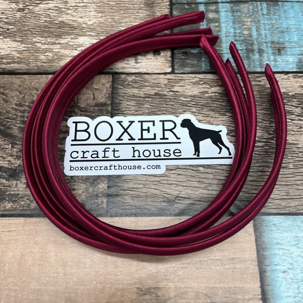 6 Count Maroon Satin Headband