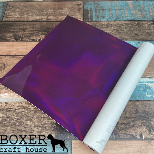 Deep Purple Holographic Vinyl, Deep Purple Holographic Faux Leather, Deep Purple Holographic Embroidery Vinyl, Holographic, Purple Holographic