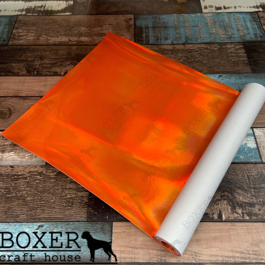 Orange Holographic Vinyl, Orange Holographic Faux Leather, Orange Holographic Embroidery Vinyl, Holographic,