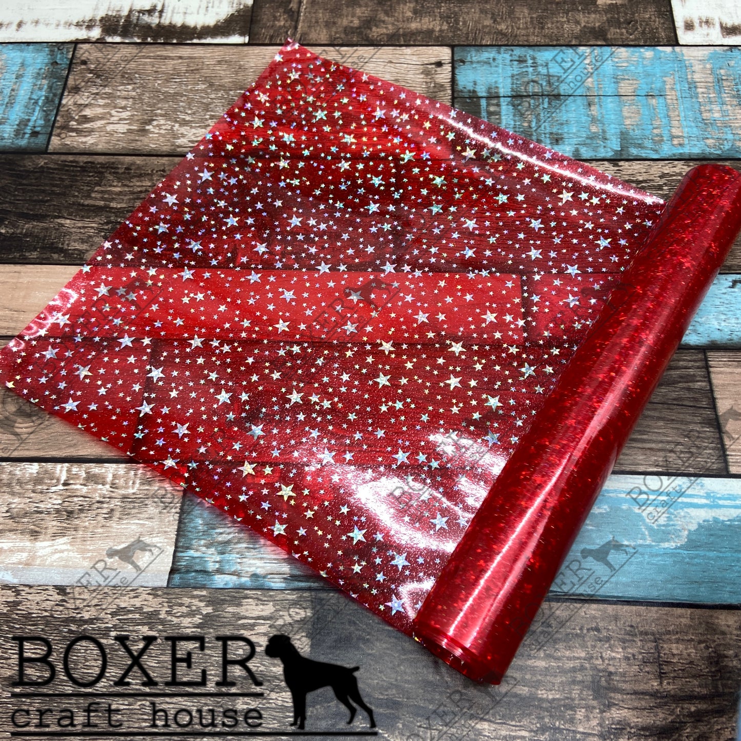Red Holographic Transparent Star Vinyl
