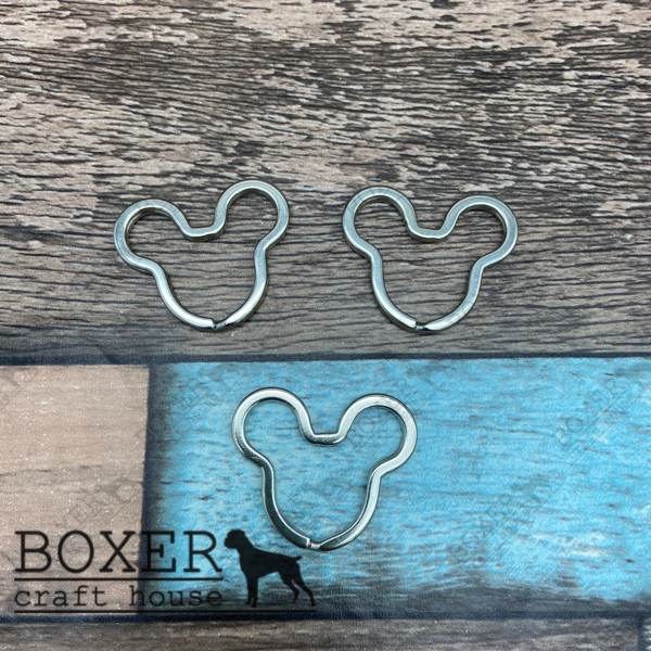Nickel Plated Mouse Split Key Ring 10 Pack