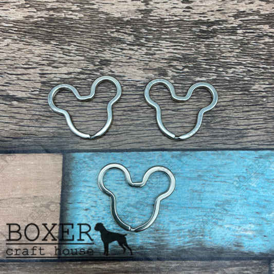 Nickel Plated Mouse Split Key Ring 10 Pack