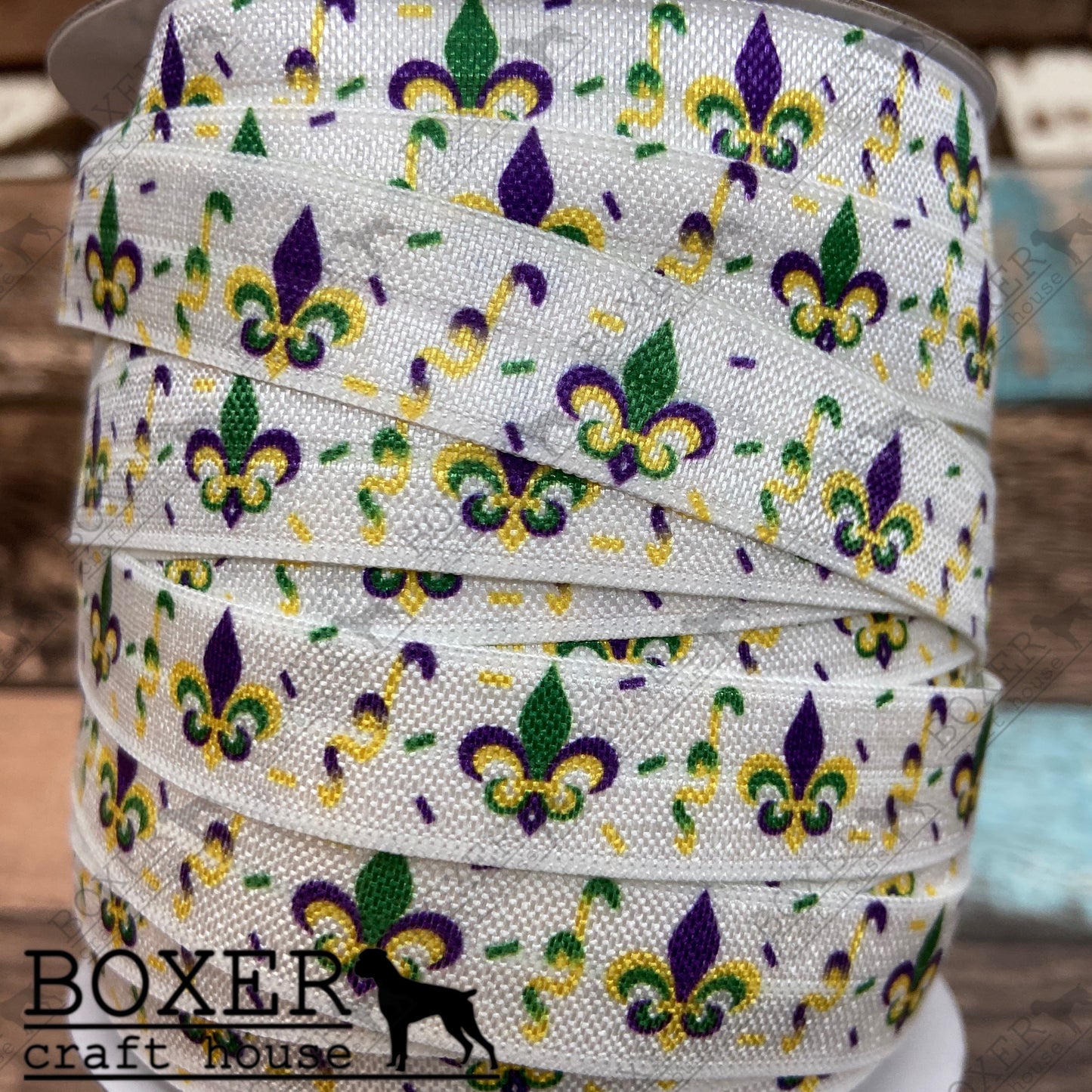 Fleur De Lis  5/8 Fold Over Elastic 1 Yard