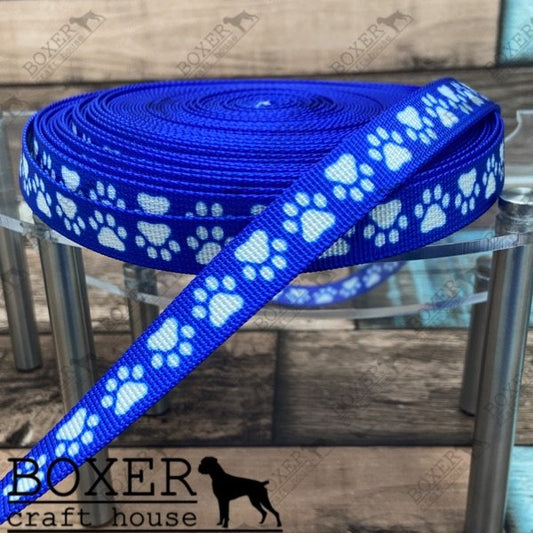 Webbing 1/2" Wide - Blue Paws