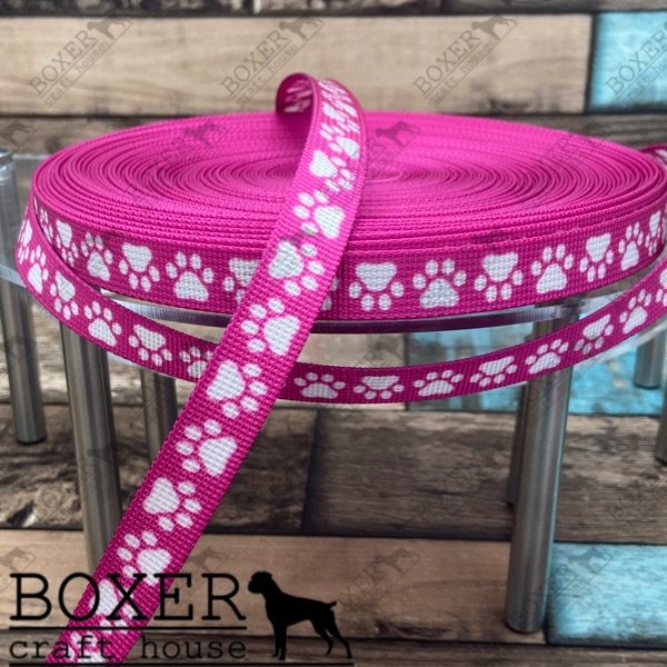 Webbing 1/2" Wide - Pink Paws