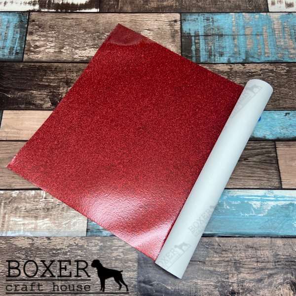 Sewing Supplies, Woman Owned Business, Craft Supply Store, USA, In the Hoop Supplies, Sewing with vinyl, Specialty Vinyl, Sparkles, Glitter Canvas Vinyl, Boxer Craft House Vinyl, Red Glitter Canvas,