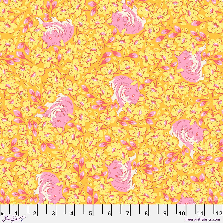Tula Pink Fabric, Besties Collection, Buy Tula Pink, Sewing, Quilting Fabric, Boxer Craft House Fabric, Chubby Cheeks Besties, Buttercup