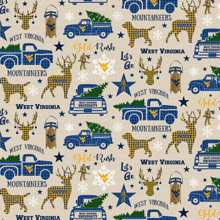 NCAA- West Virginia Mountaineers Christmas Allover Cotton