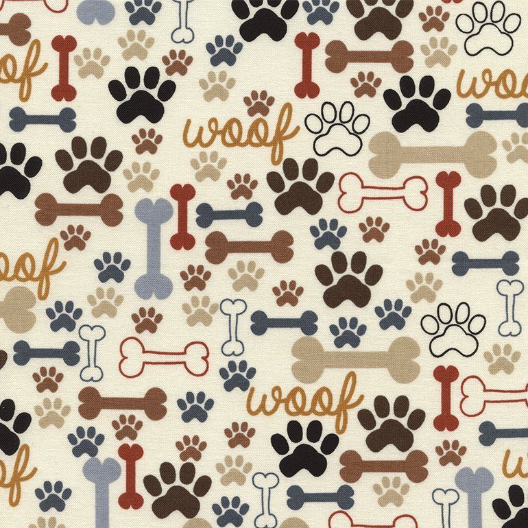 Dogs Bones and Paws - Cream