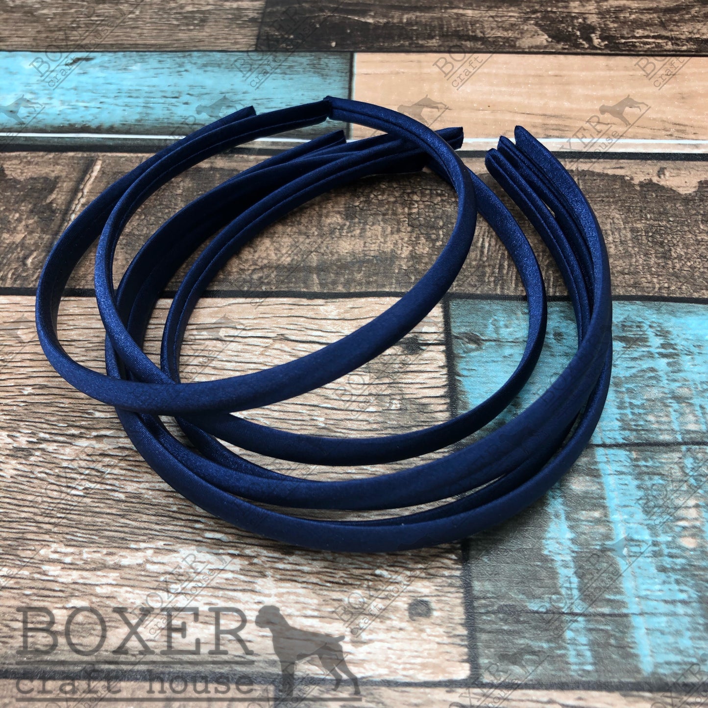6 Count Navy Blue Satin Headband