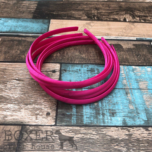 6 Count Hot Pink Satin Headband