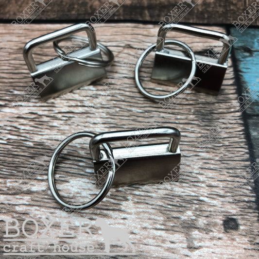 Silver Alloy Key Fob Hardware with Key Ring 1 Inch