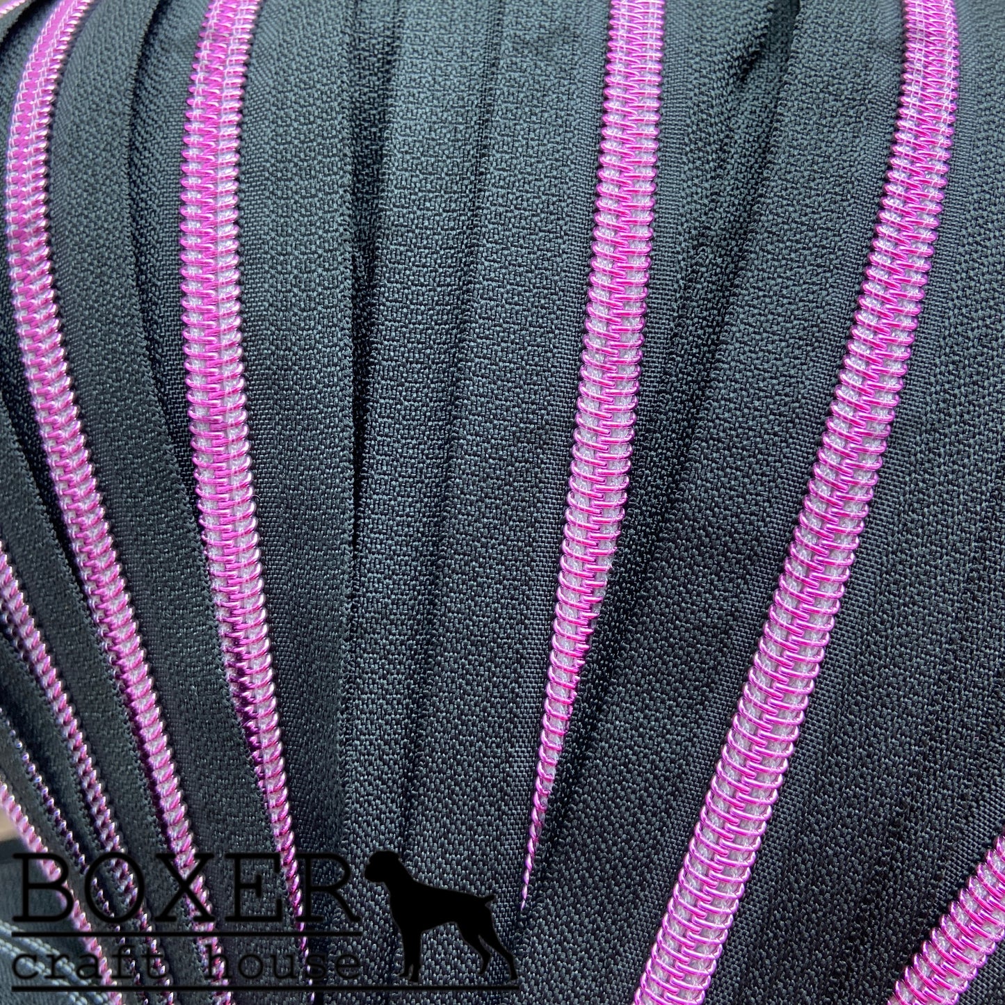 Nylon #5 Zipper - Hot Pink Coil Black Tape