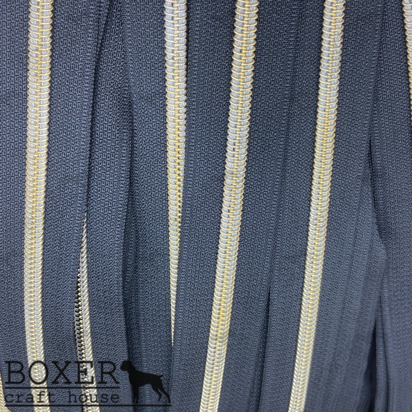 Nylon #5 Zipper - Light Gold Coil Black Tape