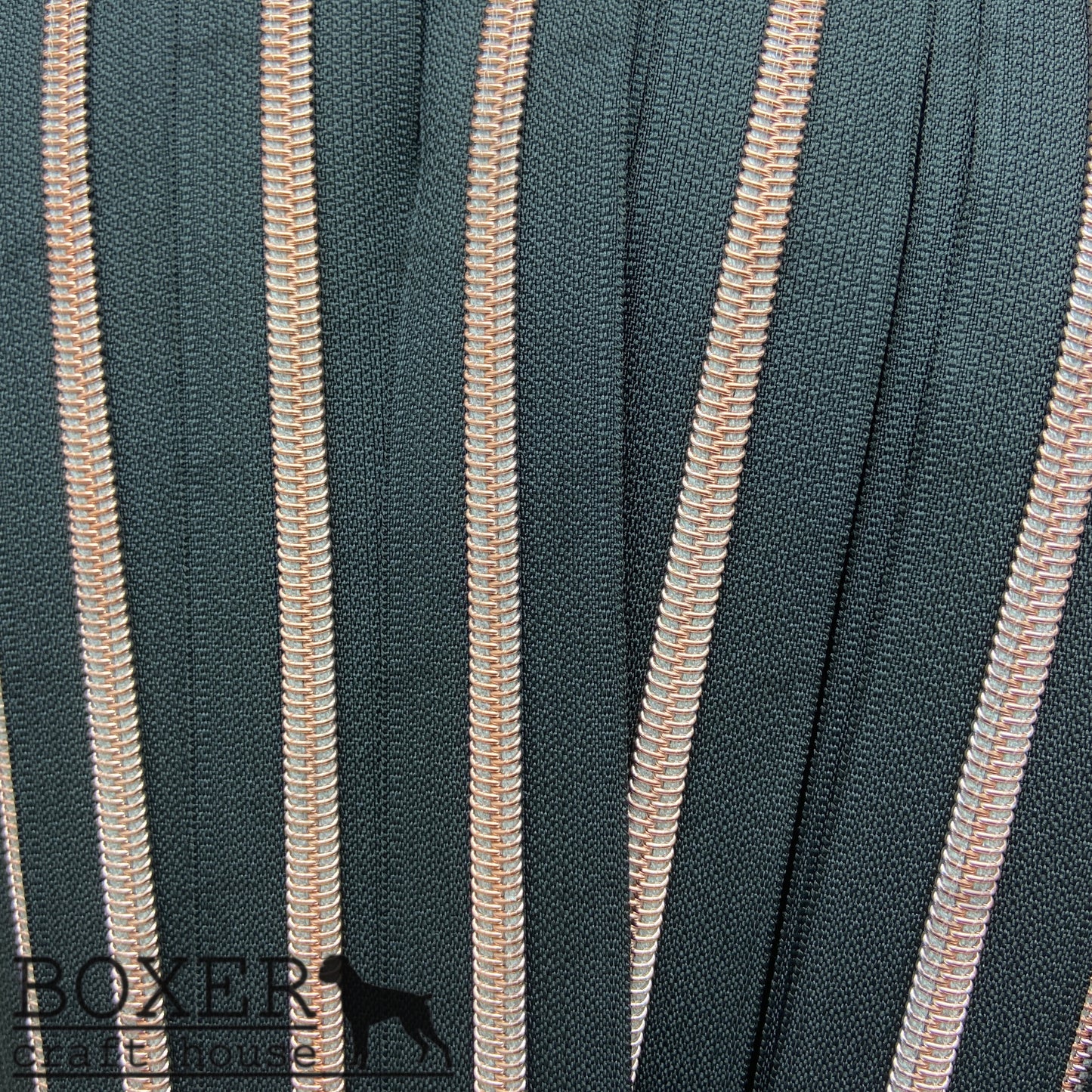 Nylon #5 Zipper - Rose Gold Coil Black Tape