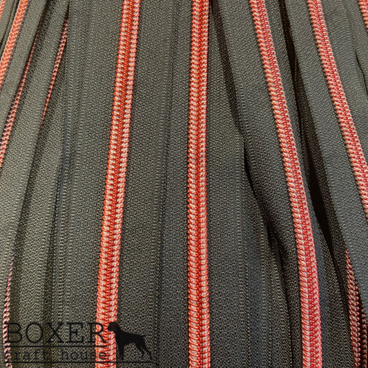 Nylon #5 Zipper - Red Coil Black Tape
