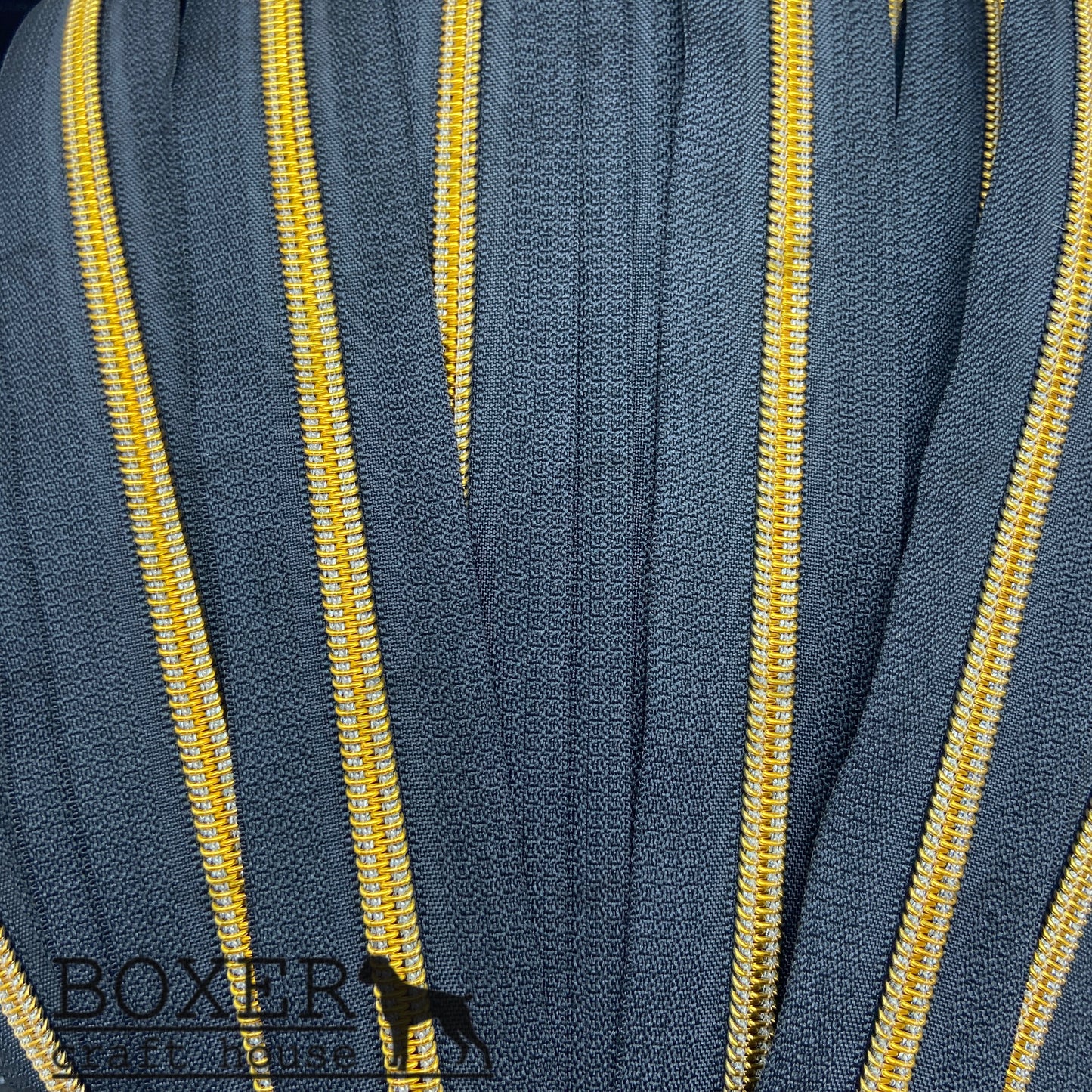 Nylon #5 Zipper - Gold Coil Black Tape