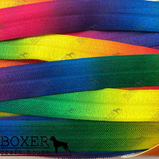 Rainbow Fold Over Elastic 5/8 FOE 1 Yard