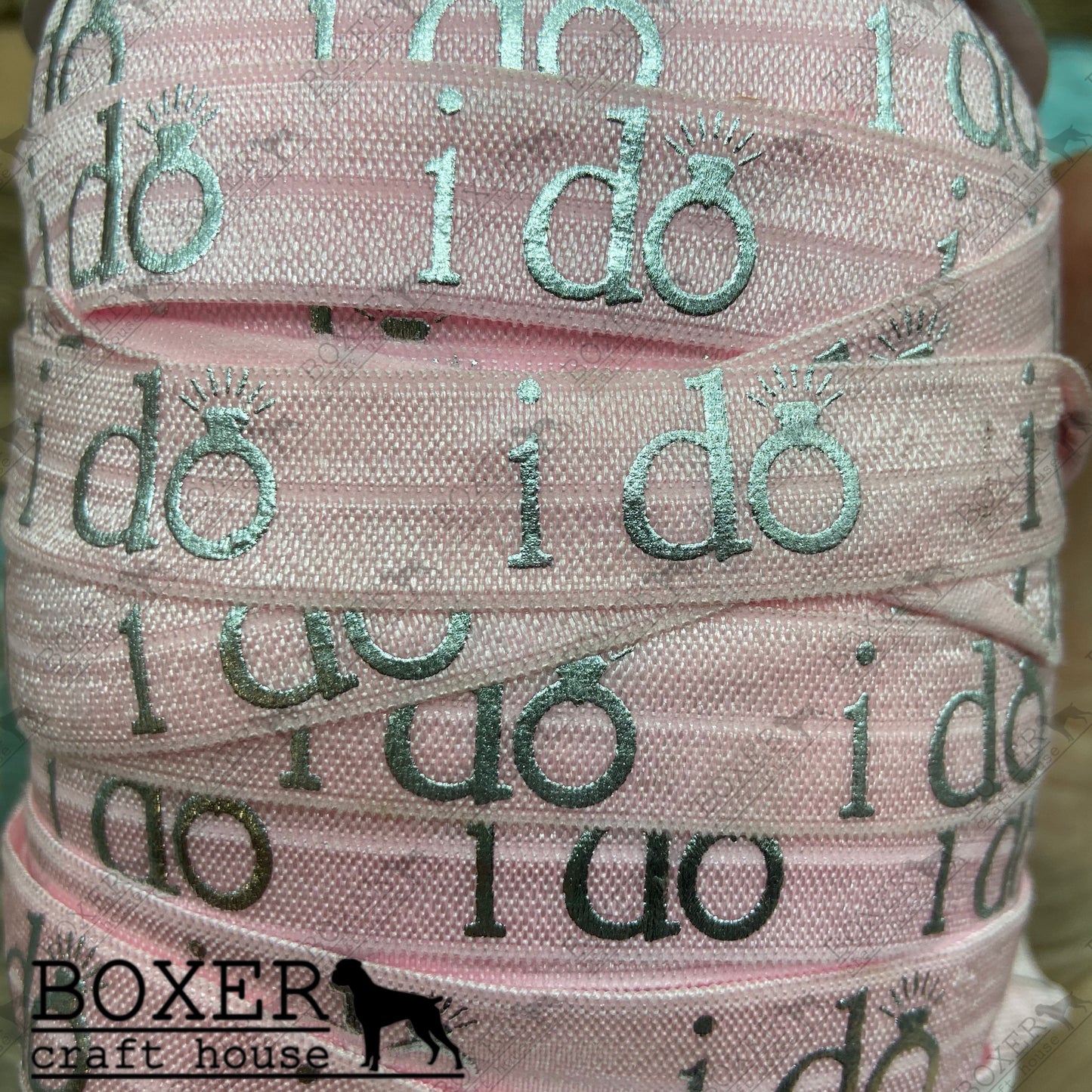 I Do Pink FOE 5/8 Fold Over Elastic 1 Yard